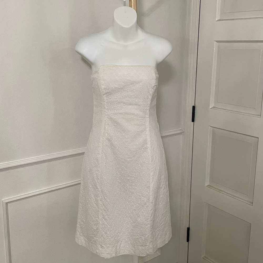Shoshamma White Eyelit‎ Strapless Dress